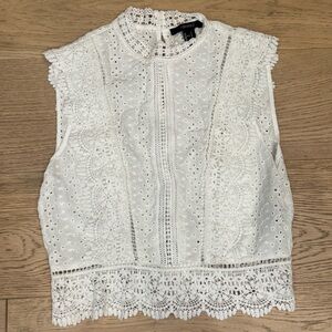 White Lace Sleeveless Top